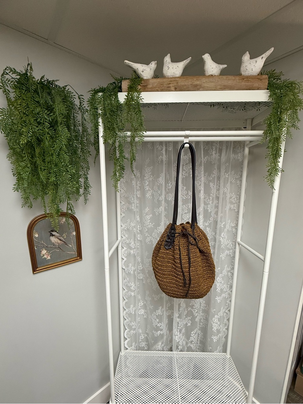Eddie Bauer Large Woven Straw Hobo Bag Purse Beach Vacation Boho Chic Leather